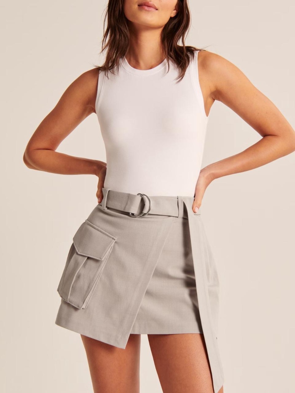 NWOT // Abercrombie & Fitch - Khaki Wrap Cargo Mini Skort with Belt